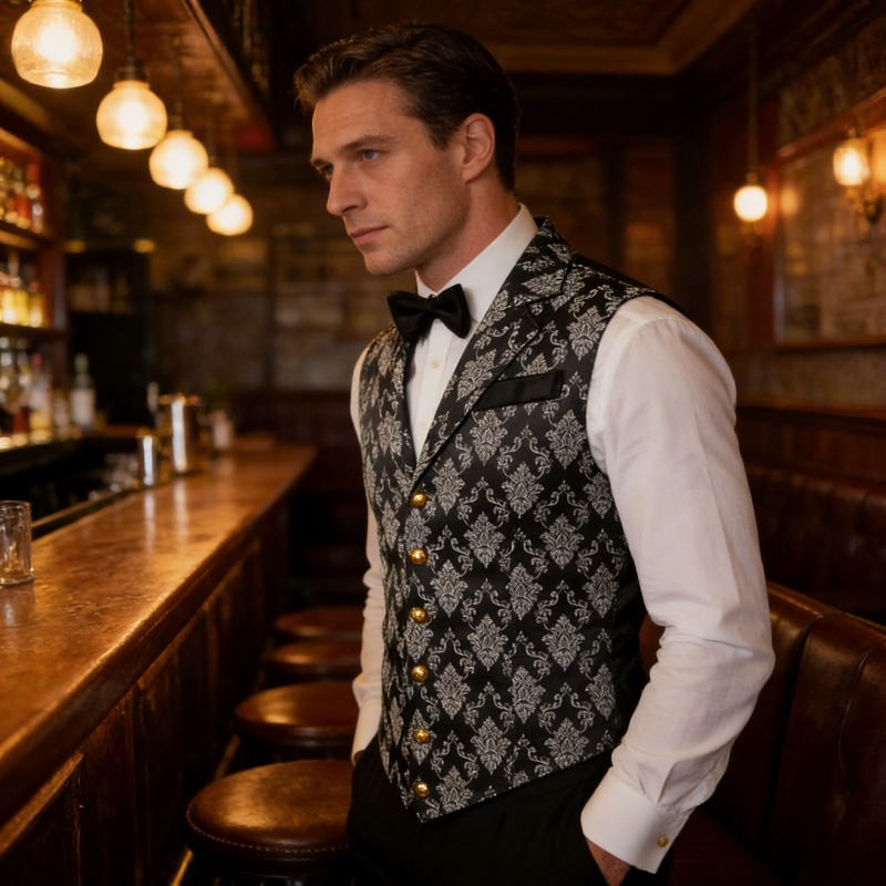 Men'S Formal Wear Waistcoat - Colete Slim Fit Estilo Retro Britânico,