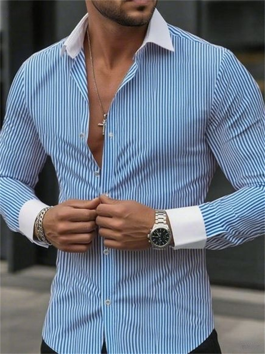 Men Formal Wear Shirts - Camisa formal de manga comprida com