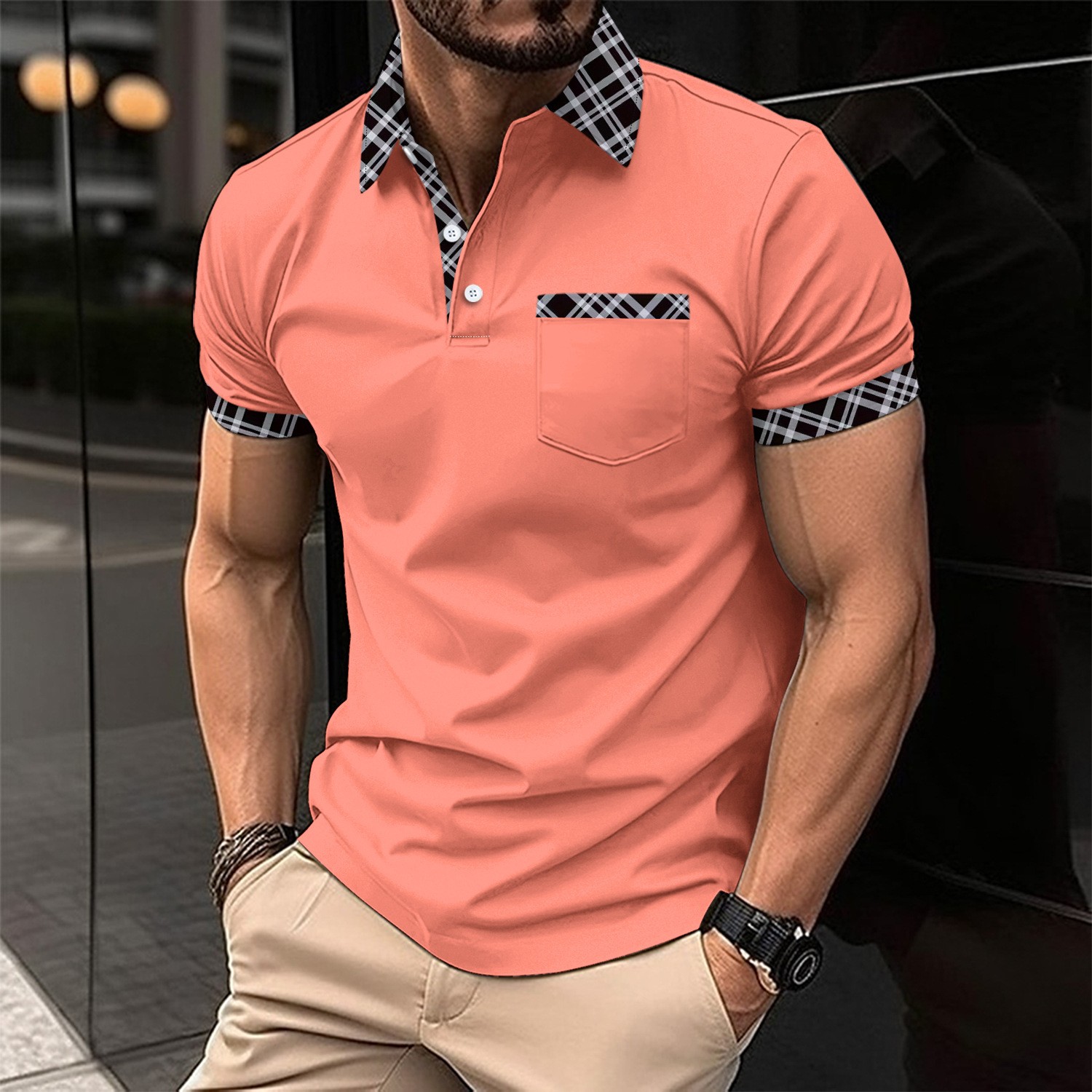 Men Formal Wear Combination - Camisa POLO masculina casual, respirável e