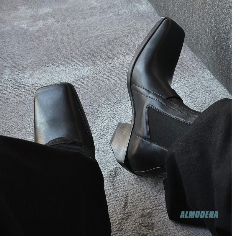 Men'S Formal Style - Botas Chelsea Masculinas de Couro Preto
