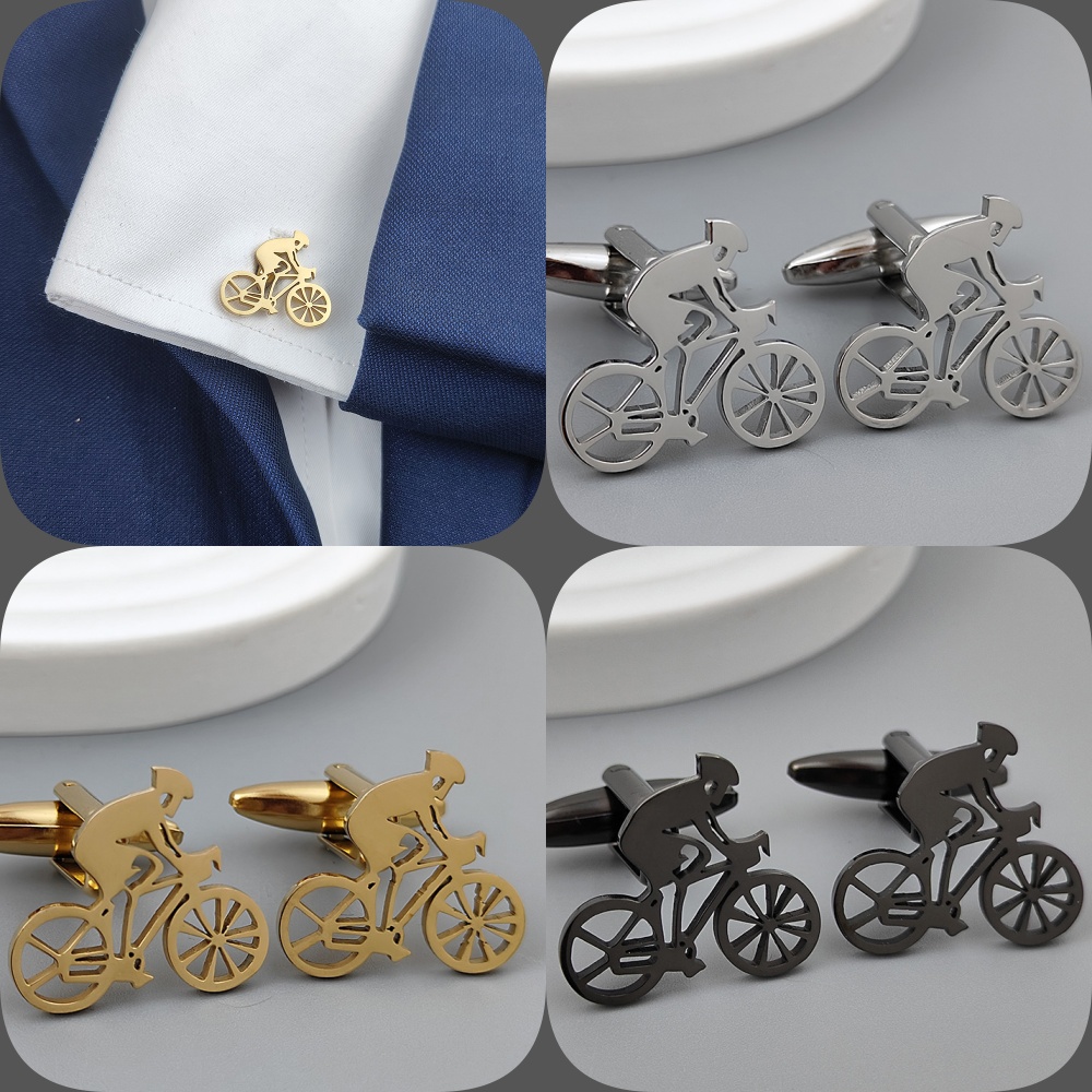 Men Formal Wear Shirts - Abotoaduras banhadas a ouro para bicicleta
