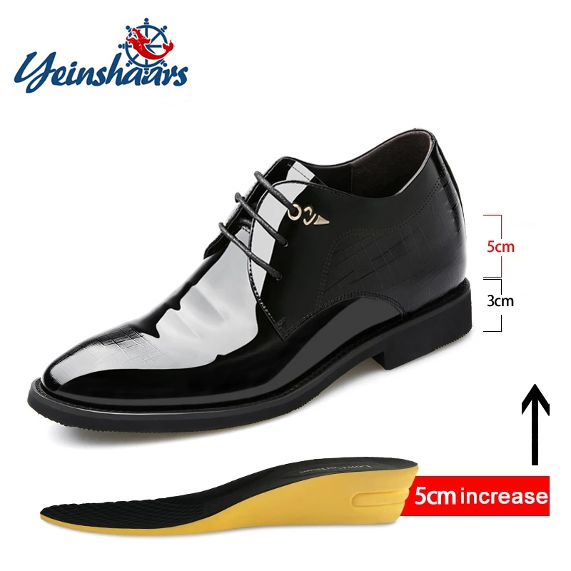 Young Men Formal Wear - Sapato de couro envernizado masculino, Aumentar