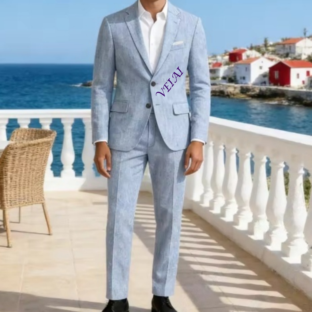 Men'S Formal Wear For A Wedding - Conjunto de Terno Slim Fit Azul