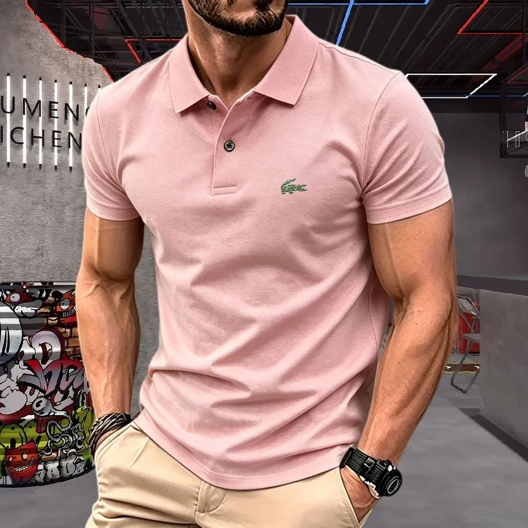 Young Men Formal Wear - Camisa Polo Masculina de Manga Curta