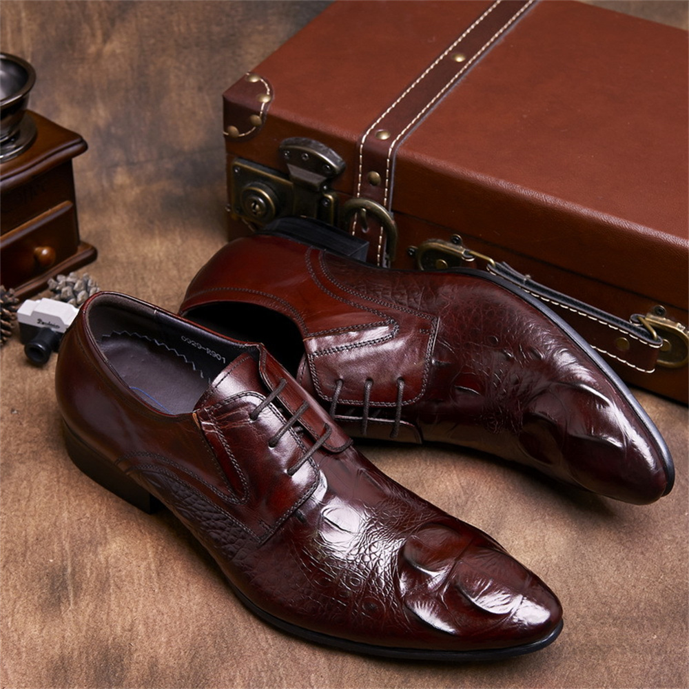 Men'S Formal Style - Couro de vaca em relevo padrão