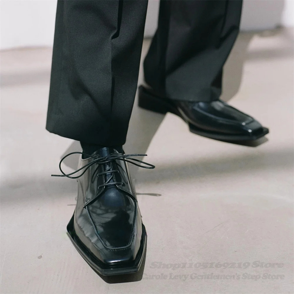 Men'S Formal Style - Sapatos masculinos de couro envernizado preto,