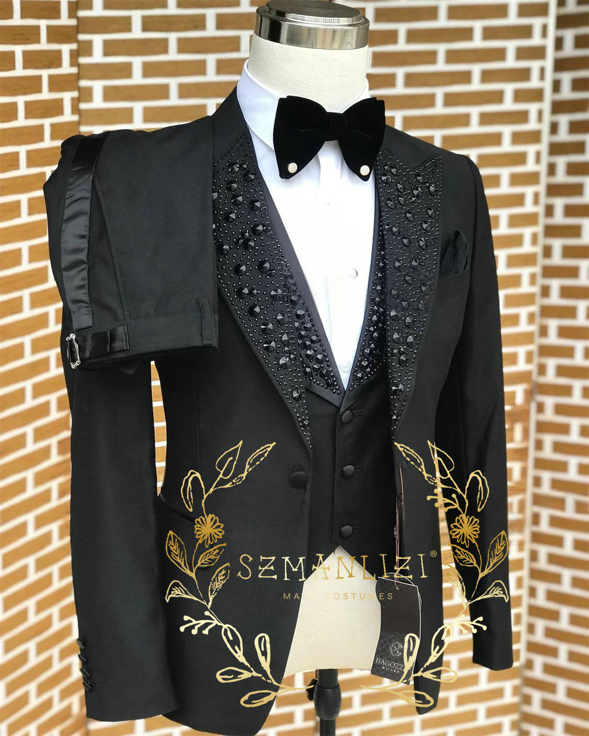 Preto masculino ternos de luxo - Men Formal Wear Wedding avaliação e preço