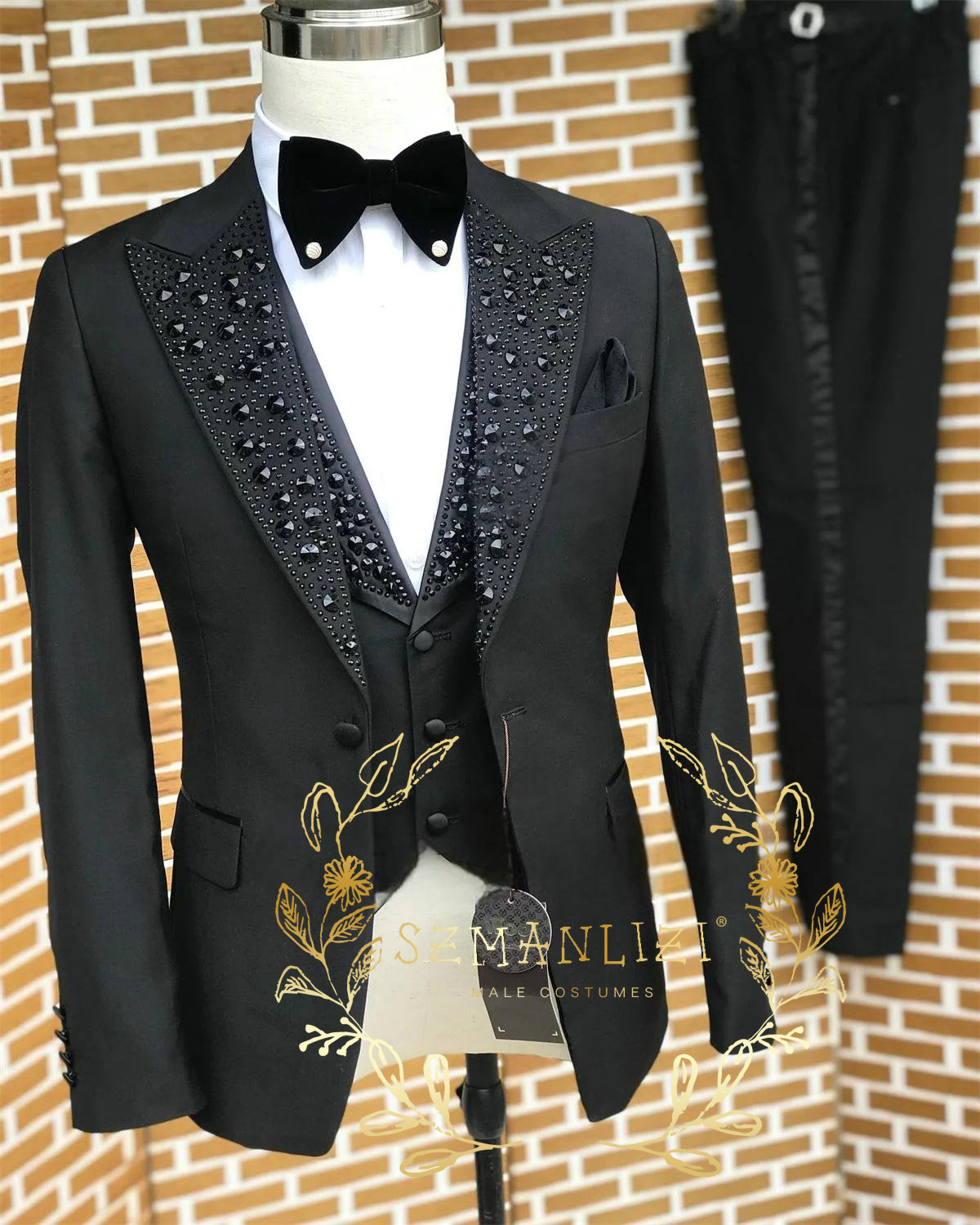Preto masculino ternos de luxo - Men Formal Wear Wedding avaliação e preço
