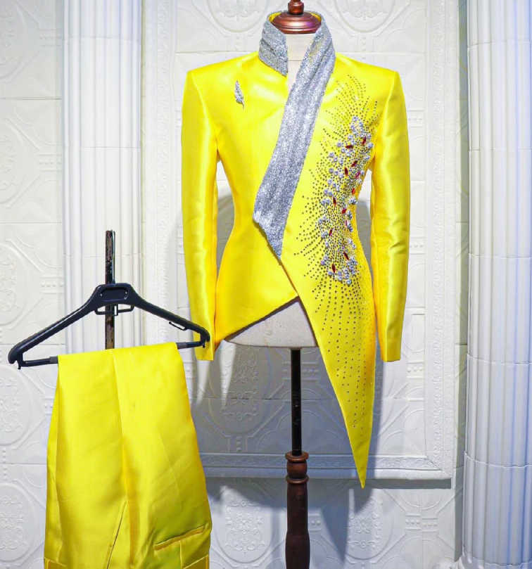 Moda amarelo casamento smoking - Unique Men'S Formal Wear avaliação e preço