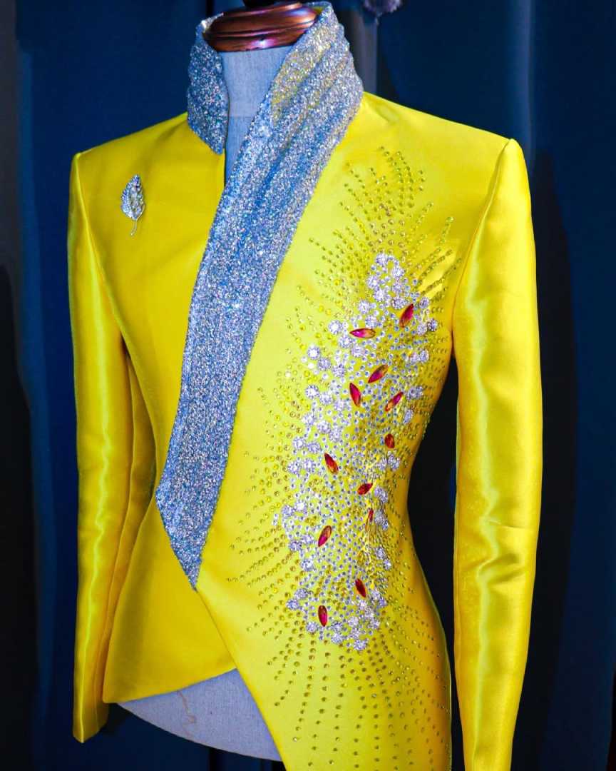 Moda amarelo casamento smoking - Unique Men'S Formal Wear avaliação e preço
