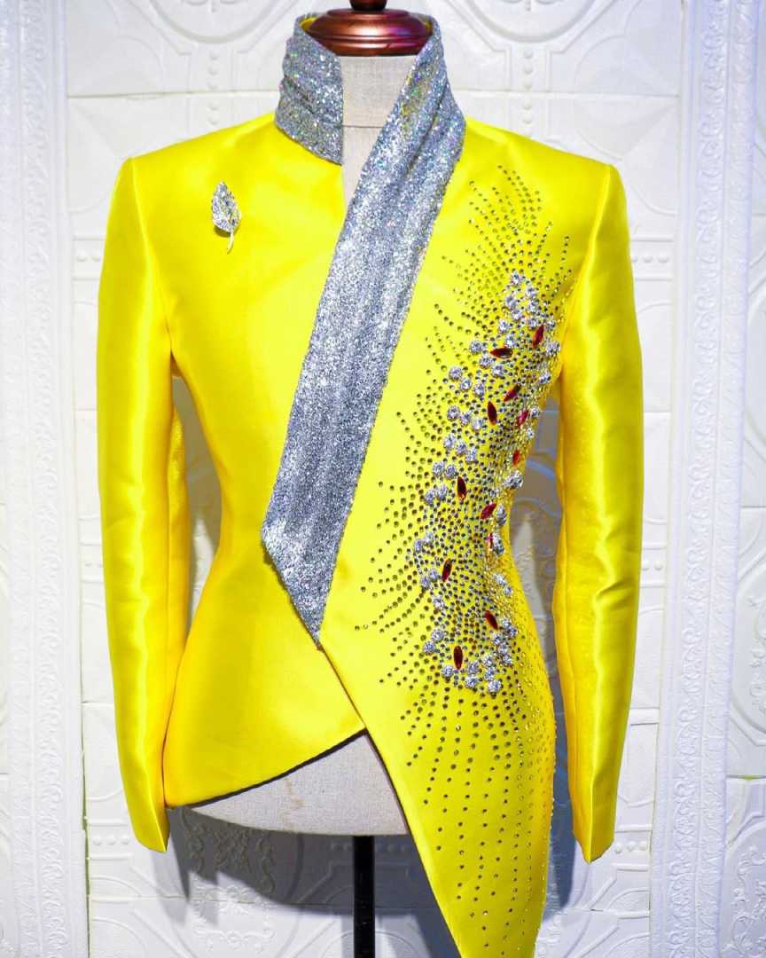 Moda amarelo casamento smoking - Unique Men'S Formal Wear avaliação e preço
