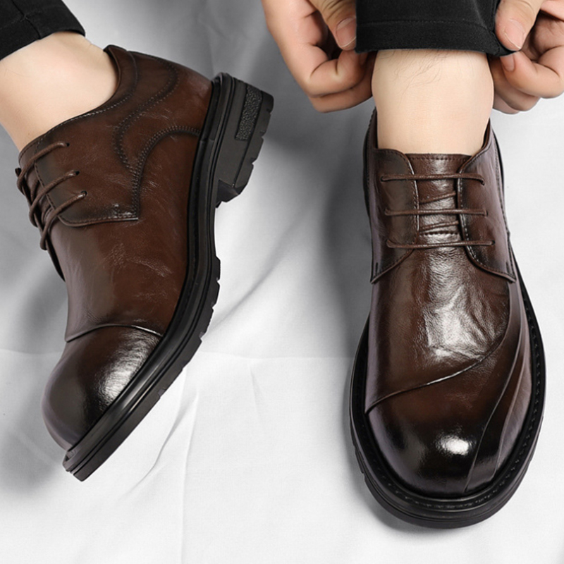Sapatos de Couro Genuíno Marro - Men'S Formal Wear For A Wedding avaliação e preço