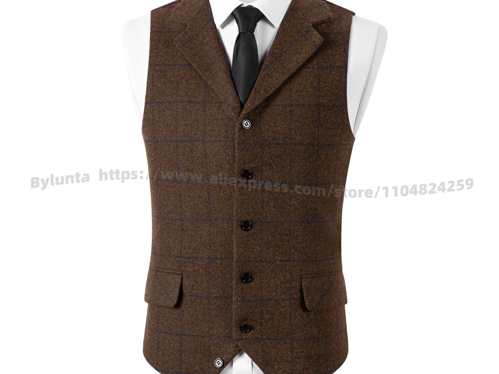 Colete Masculino de Lã Xadrez  - Men'S Formal Wear Waistcoat avaliação e preço