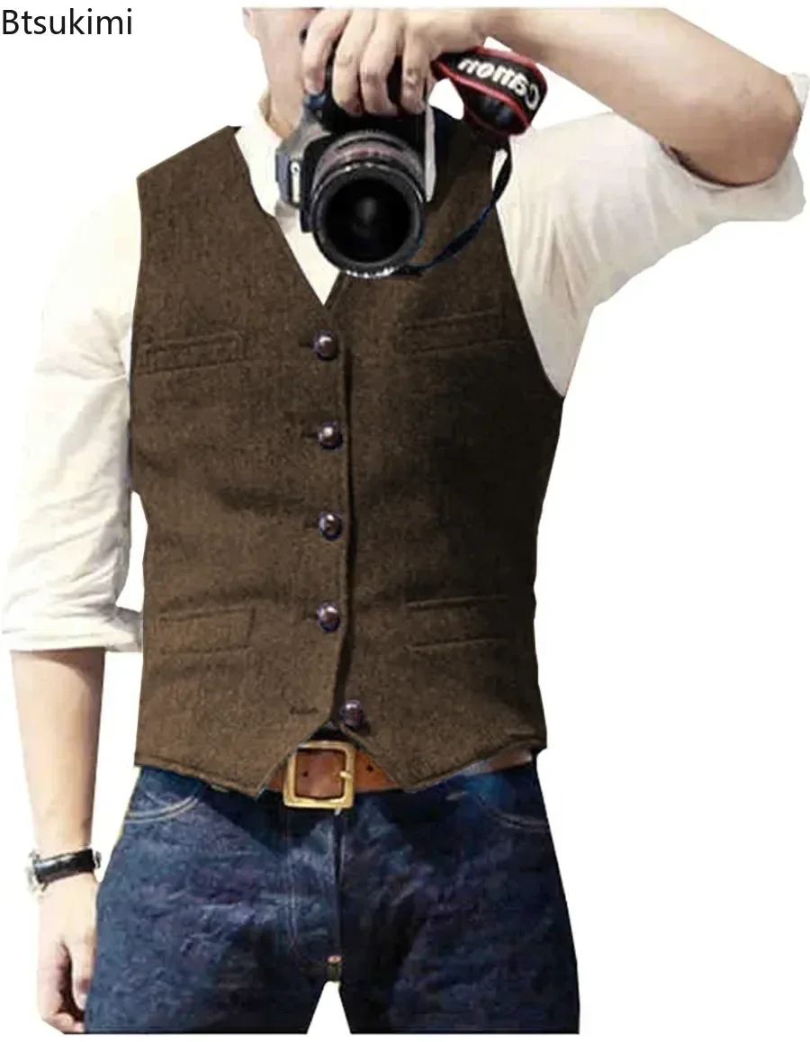 Colete Masculino Vintage 2026  - Men'S Formal Wear Waistcoat avaliação e preço