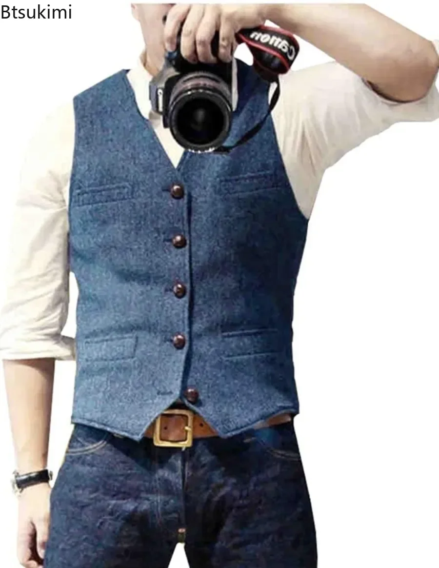 Colete Masculino Vintage 2026  - Men'S Formal Wear Waistcoat avaliação e preço