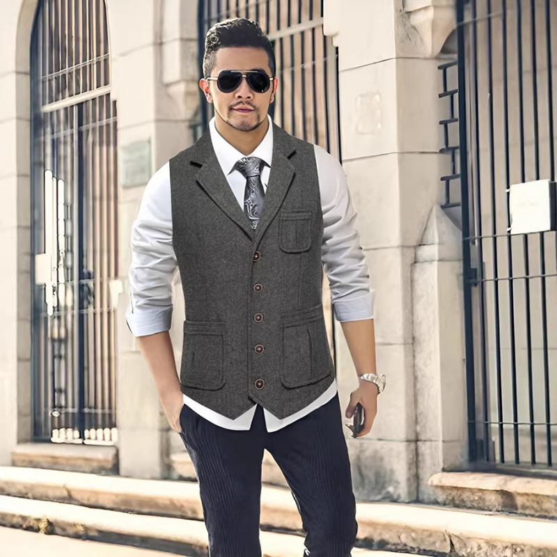 Colete Masculino de Tweed Espi - Men'S Formal Wear Waistcoat avaliação e preço