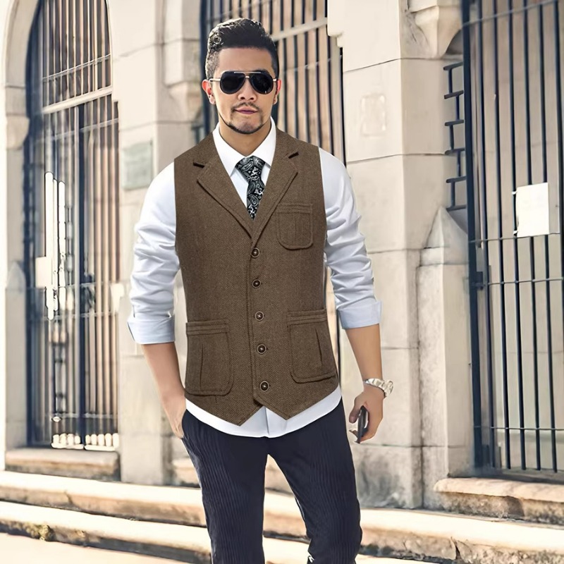 Colete Masculino de Tweed Espi - Men'S Formal Wear Waistcoat avaliação e preço