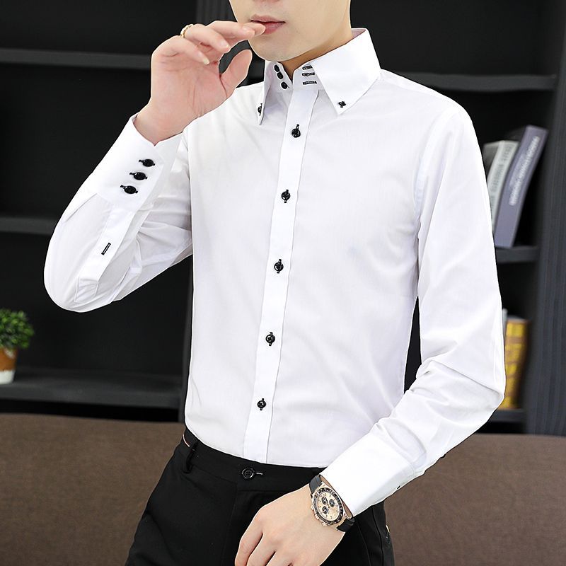 Primavera outono camisa execut - Men Formal Wear Shirts avaliação e preço