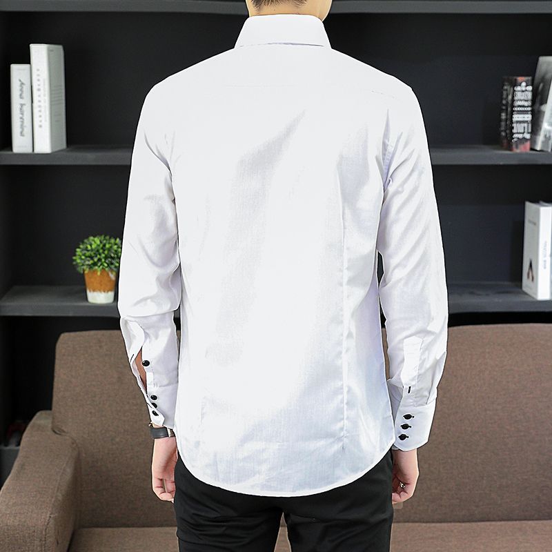 Primavera outono camisa execut - Men Formal Wear Shirts avaliação e preço