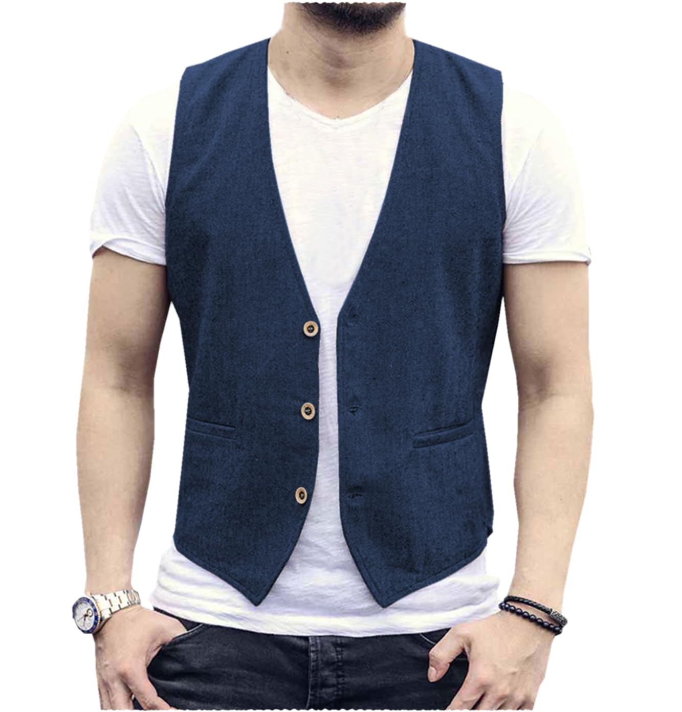 Colete masculino de linho, col - Men Formal Wear Wedding avaliação e preço