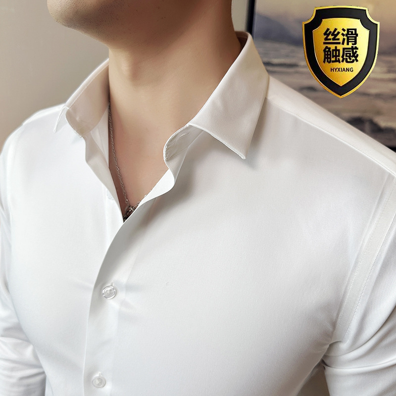 Camisa casual de seda sem cost - Men Formal Wear Shirts avaliação e preço