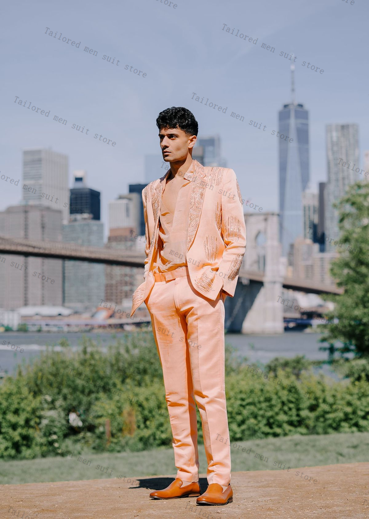 Cristais de luxo masculino ter - Men Formal Wear Wedding Guest avaliação e preço