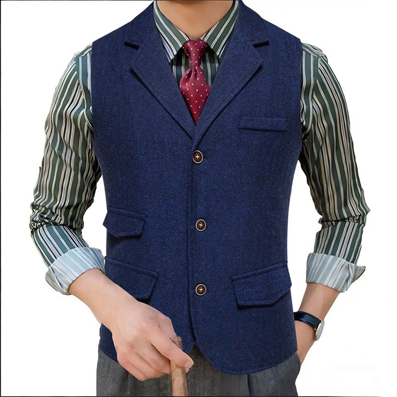 Colete Masculino de Tweed Espi - Men'S Formal Wear Waistcoat avaliação e preço