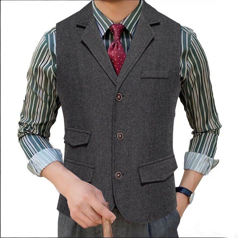 Colete Masculino de Tweed Espi - Men'S Formal Wear Waistcoat avaliação e preço