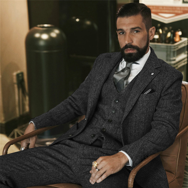 Terno de inverno de tweed de l - Men Formal Wear Wedding avaliação e preço