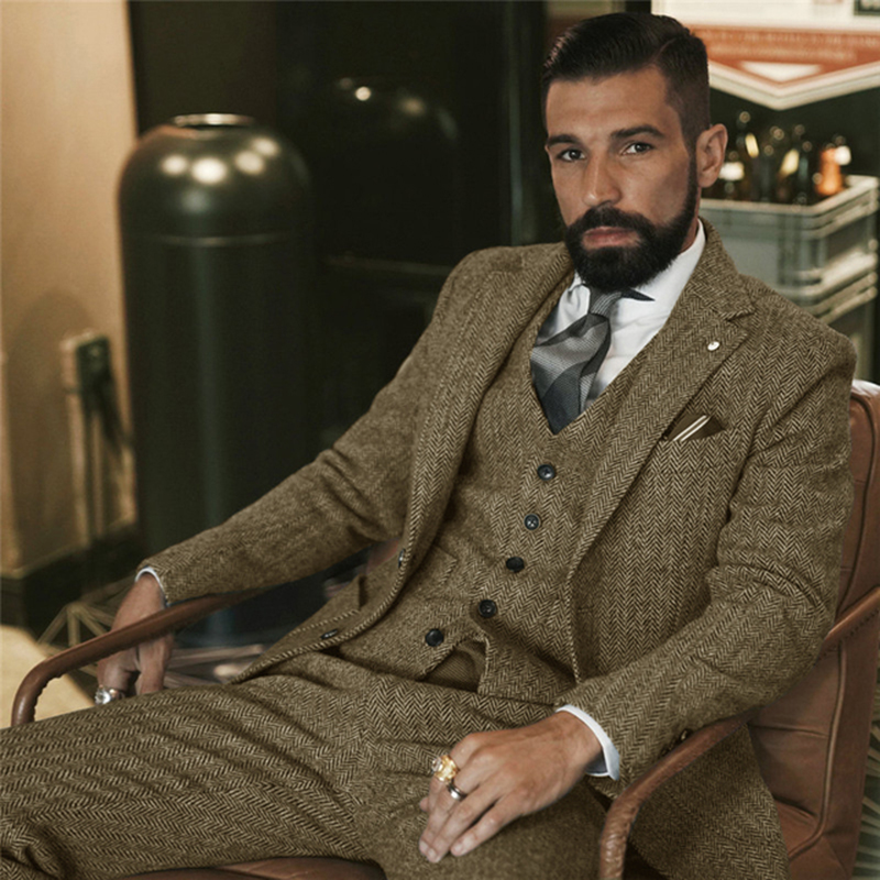 Terno de inverno de tweed de l - Men Formal Wear Wedding avaliação e preço